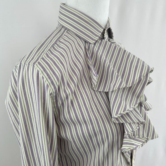 Ralph Lauren Preppy Romantic Ruffle Striped Blouse – Size 6 Small - Picture 3 of 10